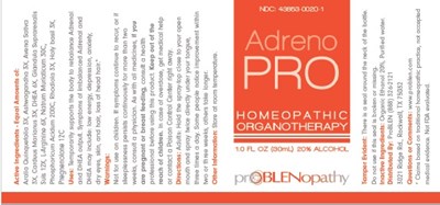 Adrenal Dhea Pro 1 Oz. Bottle Label